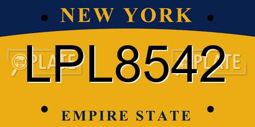 LPL8542 New York License Plate