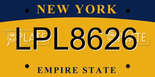 LPL8626 New York License Plate