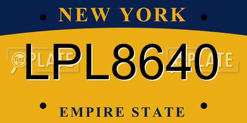 LPL8640 New York License Plate
