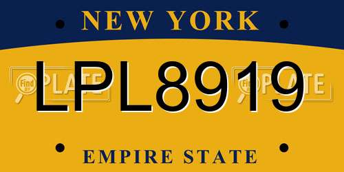 LPL8919 New York License Plate