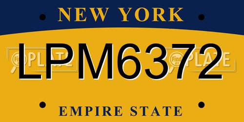 LPM6372 New York License Plate