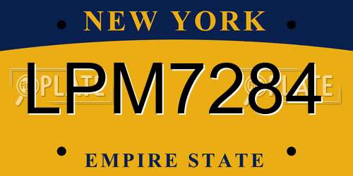 LPM7284 New York License Plate