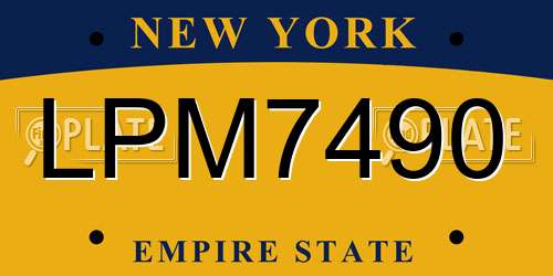 LPM7490 New York License Plate