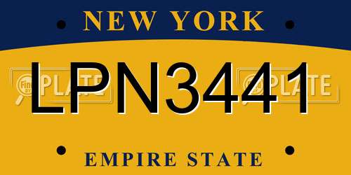 LPN3441 New York License Plate