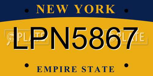 LPN5867 New York License Plate