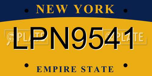 LPN9541 New York License Plate