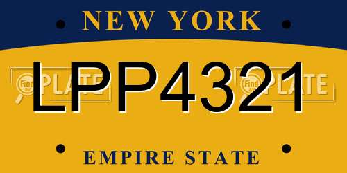 LPP4321 New York License Plate