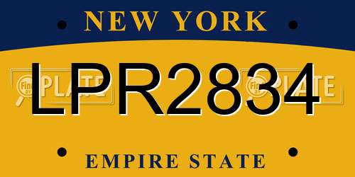 LPR2834 New York License Plate