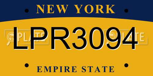 LPR3094 New York License Plate