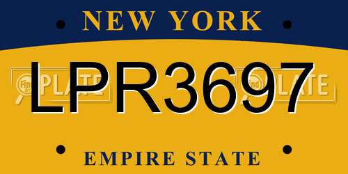 LPR3697 New York License Plate
