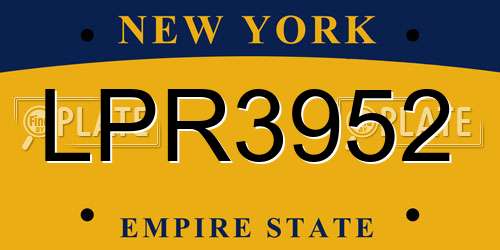 LPR3952 New York License Plate