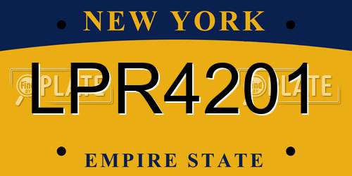 LPR4201 New York License Plate