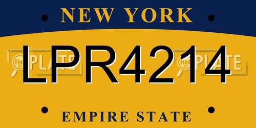 LPR4214 New York License Plate