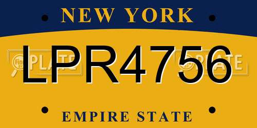 LPR4756 New York License Plate