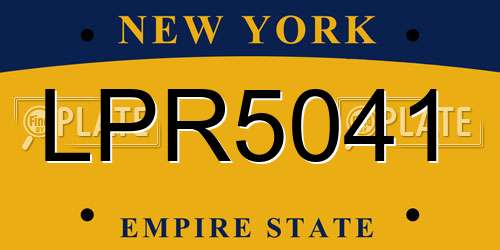 LPR5041 New York License Plate