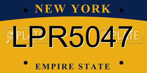 LPR5047 New York License Plate