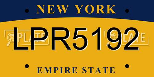 LPR5192 New York License Plate