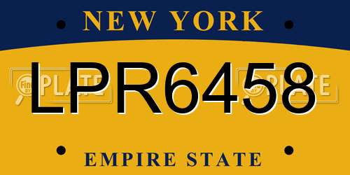 LPR6458 New York License Plate