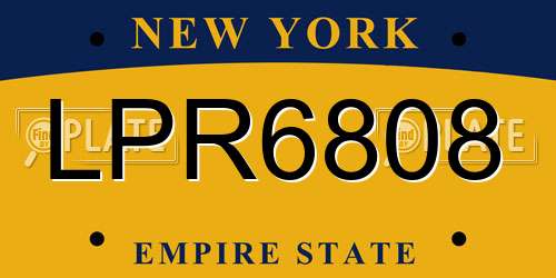 LPR6808 New York License Plate