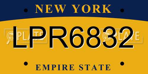 LPR6832 New York License Plate