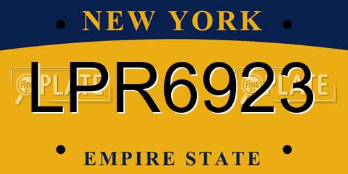 LPR6923 New York License Plate