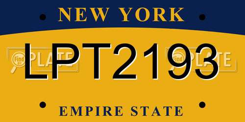 LPT2193 New York License Plate