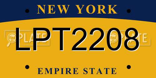 LPT2208 New York License Plate