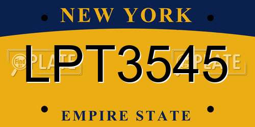 LPT3545 New York License Plate