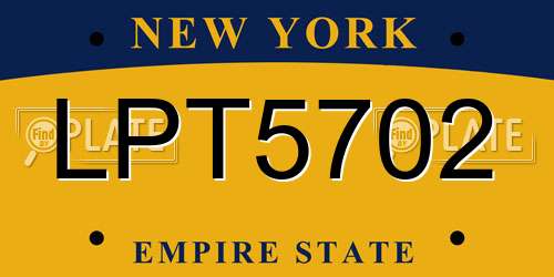 LPT5702 New York License Plate