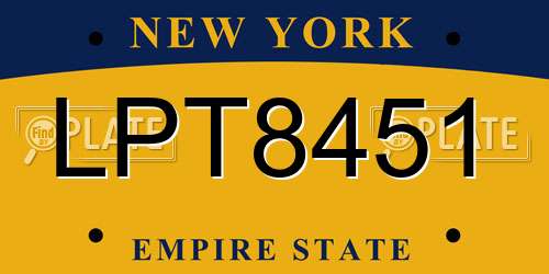 LPT8451 New York License Plate