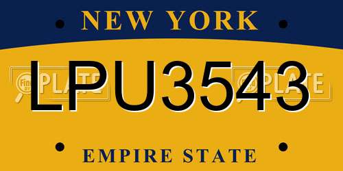 LPU3543 New York License Plate
