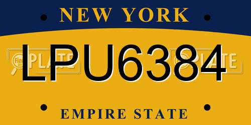 LPU6384 New York License Plate