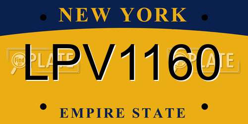 LPV1160 New York License Plate