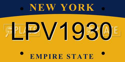 LPV1930 New York License Plate