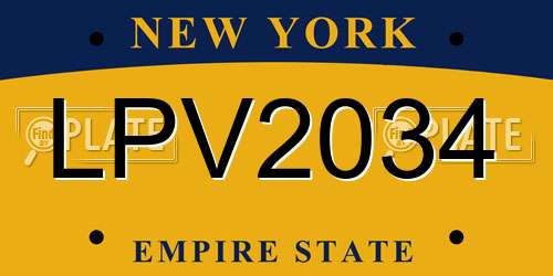 LPV2034 New York License Plate