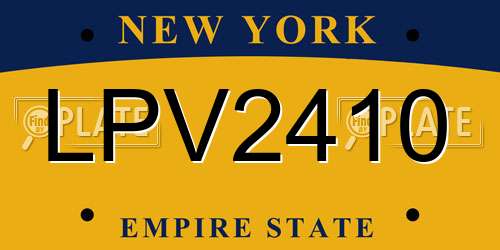 LPV2410 New York License Plate