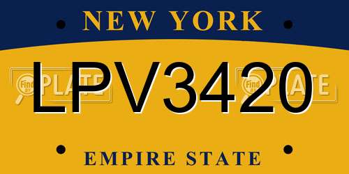LPV3420 New York License Plate