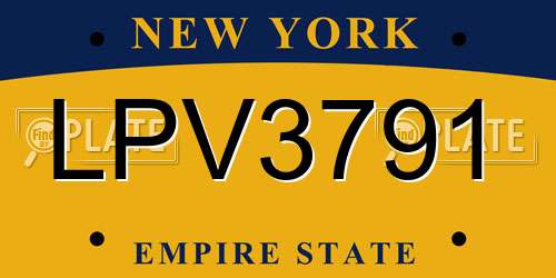 LPV3791 New York License Plate