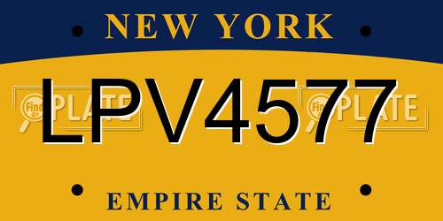 LPV4577 New York License Plate
