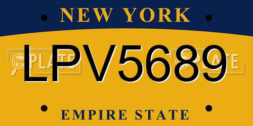 LPV5689 New York License Plate