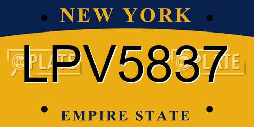 LPV5837 New York License Plate