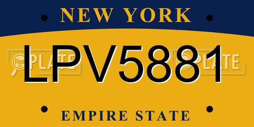 LPV5881 New York License Plate
