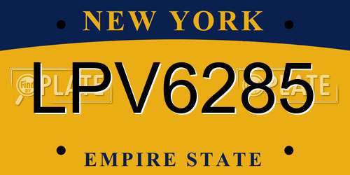 LPV6285 New York License Plate