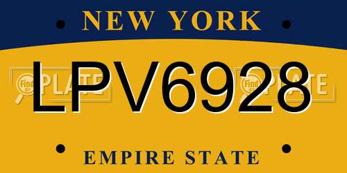 LPV6928 New York License Plate