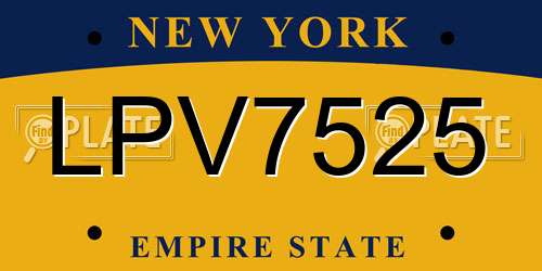LPV7525 New York License Plate