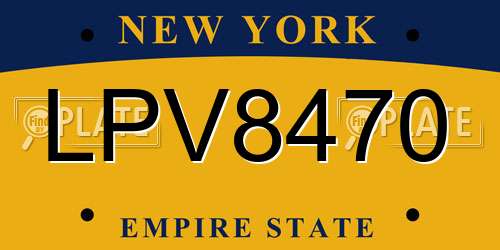 LPV8470 New York License Plate