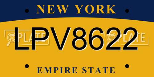 LPV8622 New York License Plate