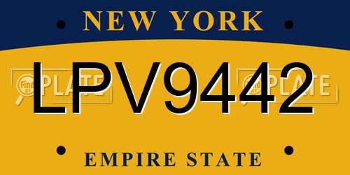LPV9442 New York License Plate