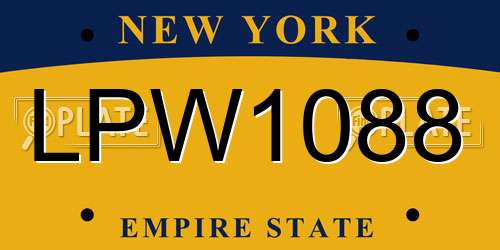 LPW1088 New York License Plate