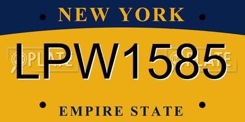 LPW1585 New York License Plate